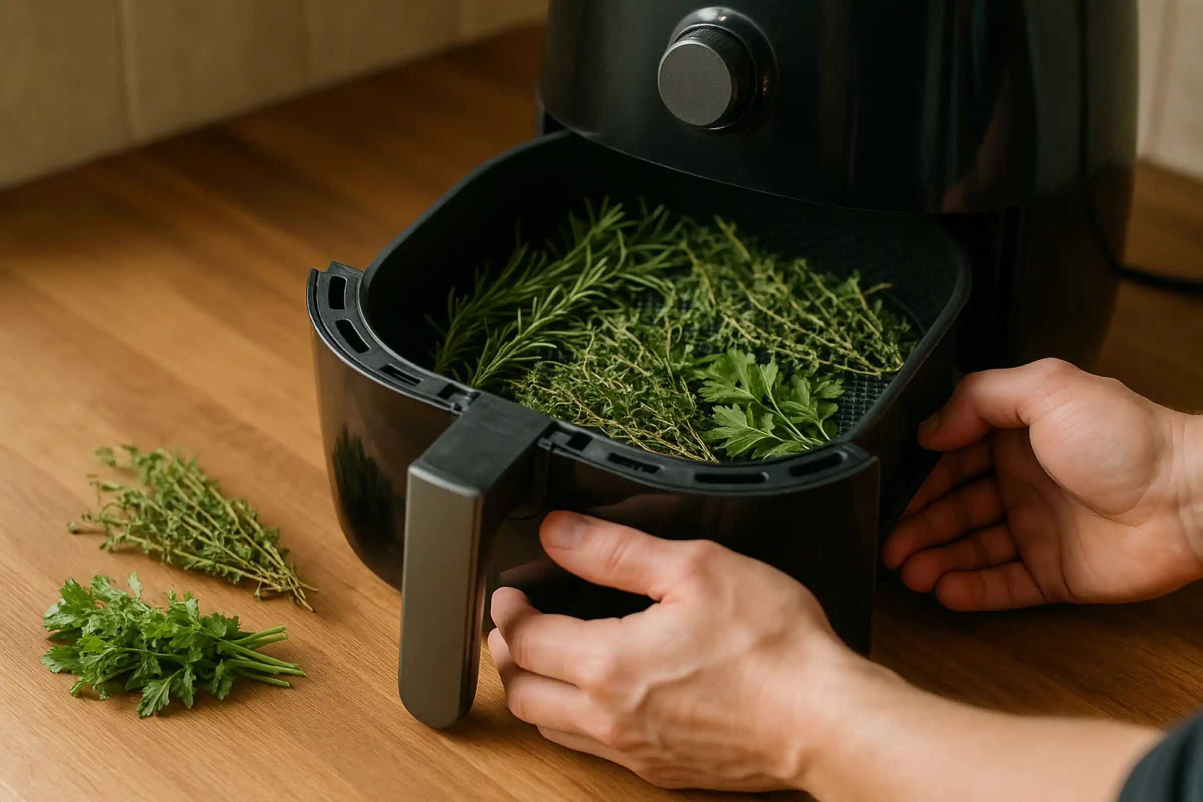 Sécher herbes aromatiques avec airfryer